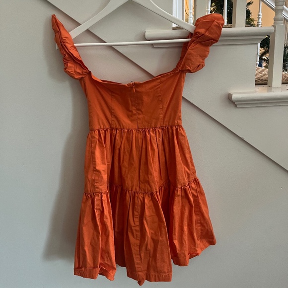 Staud Elio Off Shoulder Button Front Tiered Mini Dress - Picture 3 of 3